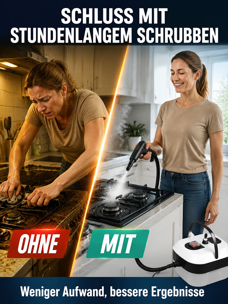 2500W Industrie-Dampfreiniger (3,5 Bar Hochdruck) – 99,9% Chemiefreie Tiefenreinigung (50% Rabatt Komplettset)
