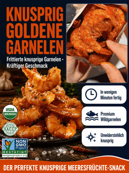 Knusprige Goldene Wildgarnelen – -40°C Schockgefroren mit 19x Mehr Protein als Milch – Exklusiver Vorrats-Lagerverkauf!