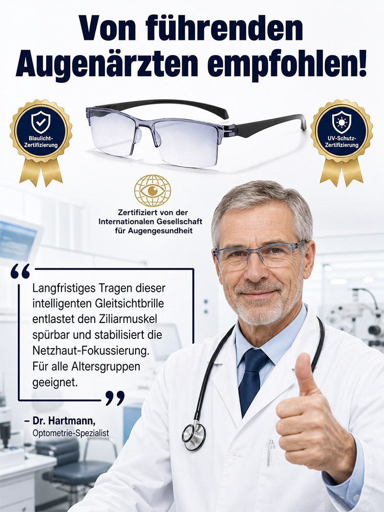 Deutsche Präzisions-Autofokusbrille (0,01s Reaktion, +1,00 bis +7,00 dpt) |TR90 Memory-Titan (Nur 6g-10g) – Kein Sehtest nötig! [Zertifizierter Räumungsverkauf]