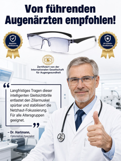 Deutsche Präzisions-Autofokusbrille (0,01s Reaktion, +1,00 bis +7,00 dpt) |TR90 Memory-Titan (Nur 6g-10g) – Kein Sehtest nötig! [Zertifizierter Räumungsverkauf]