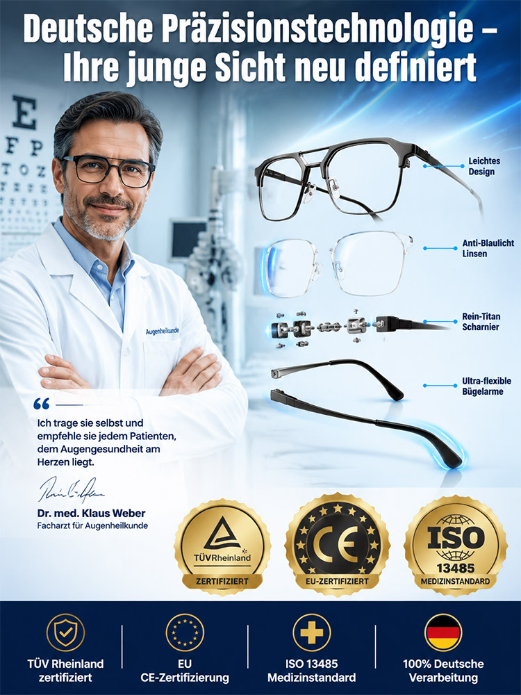 Die einzige Brille, die Sie noch brauchen: Intelligente Gleitsicht + Photochrom + 9g Titan (CE/DIN Geprüft)