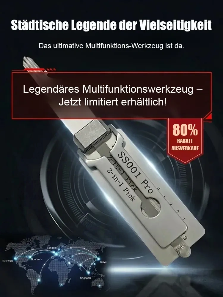 SS001 Pro 2-in-1 Universal-Schlüsselwerkzeug aus Militär-Edelstahl HRC 58-60 – 80% Räumungsverkauf