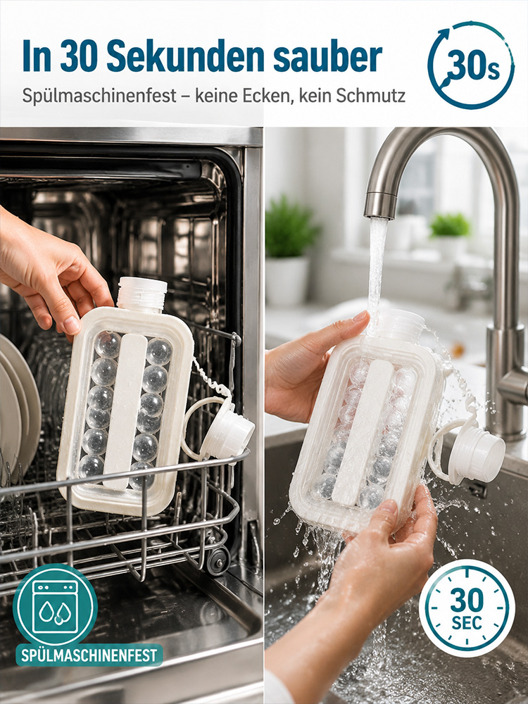LFGB-zertifizierter tragbarer Eiskugelbereiter (70% mehr Platz im Gefrierfach) + 100% Dichtung gegen Gerüche + Blitzschnelle Sekunden Eis-Kühlung – Letzter Lager-Räumungsverkauf für nachhaltigen Genuss.