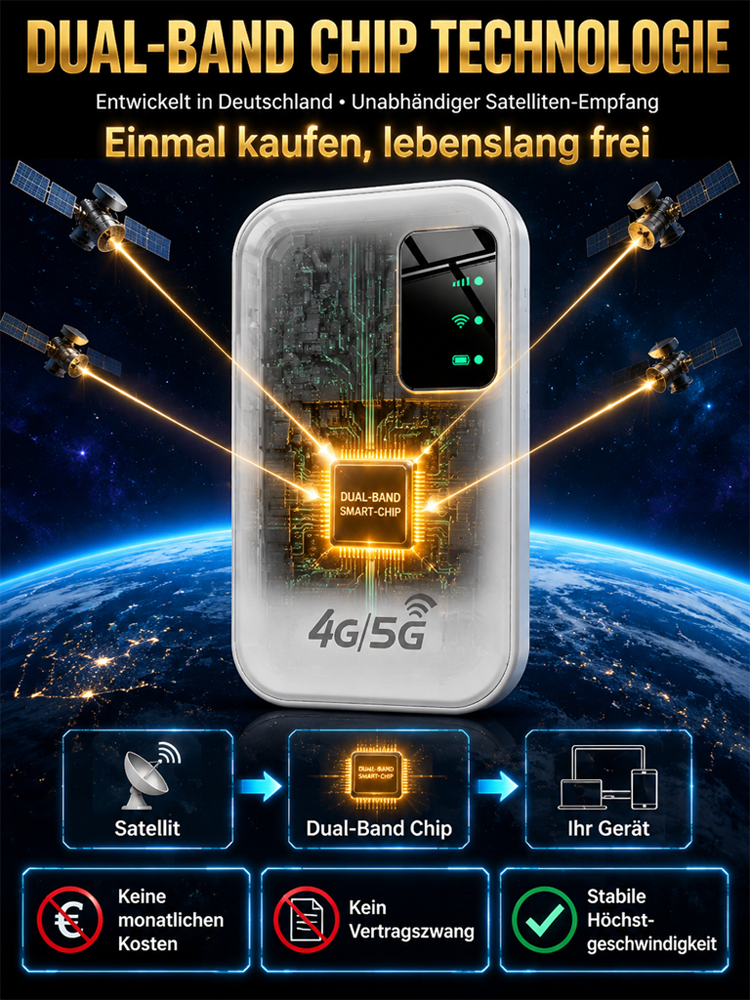 Tragbarer 5G WiFi 6 Router (286 Mbps) – 0€ Monatliche Kosten, WPA3-Verschlüsselung & 10h Akku – Räumungsverkauf mit 30+ Länderabdeckung