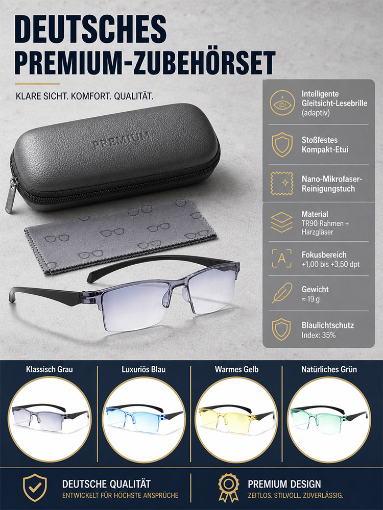 Deutsche Präzisions-Autofokusbrille (0,01s Reaktion, +1,00 bis +7,00 dpt) |TR90 Memory-Titan (Nur 6g-10g) – Kein Sehtest nötig! [Zertifizierter Räumungsverkauf]