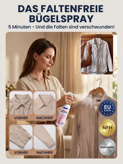 Wissenschaftlich Bewiesenes Faltenfrei-Spray (EU ECHA Zertifiziert) – 5 Minuten Wirkzeit + Streng Limitiertes 50% Rabatt-Angebot!