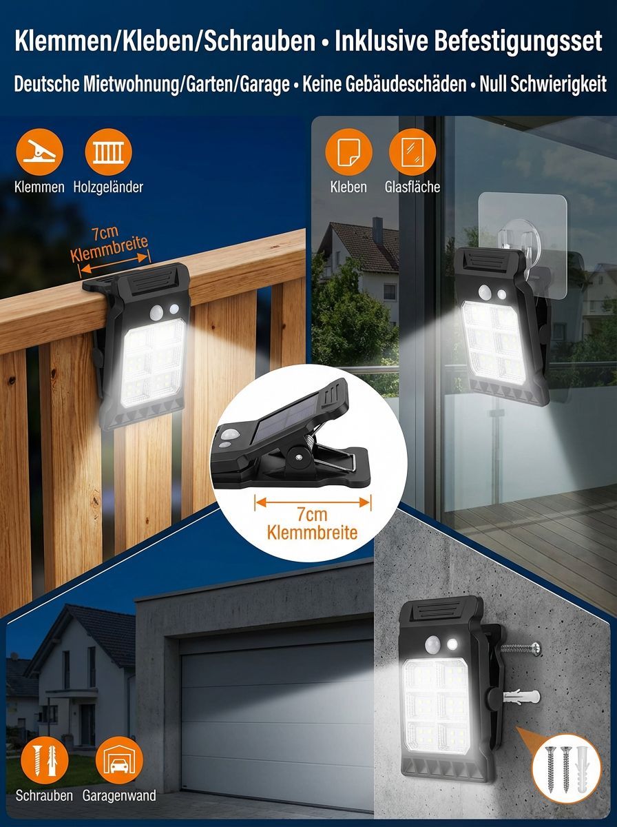 Schrecken Sie ungebetene Gäste ab! Solar-Clip-Leuchte 2026: Keine Kabel, kein Bohren – sofortige Sicherheit 🛡️🌑Sicherheit für 0€ Stromkosten: High-Brightness COB-LEDs und wetterfeste Solar-Power für Ihr Zuhause 💰☀️