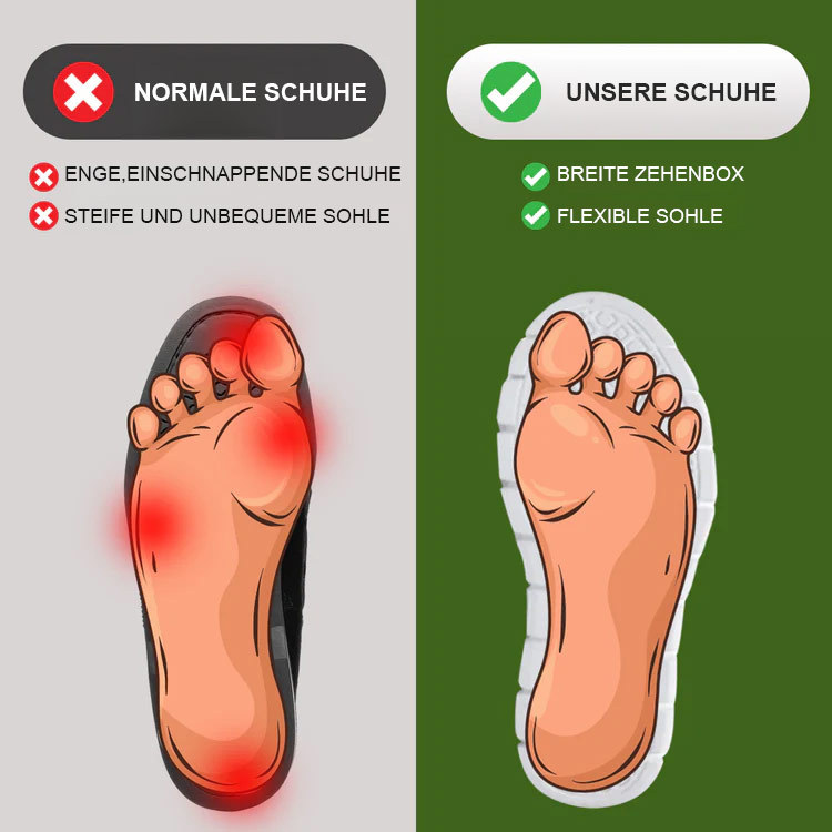 Schluss mit Fußschmerzen: Ganztägiger Komfort für sensible Füße 👣Für geschwollene Füße: Extra weite Passform für maximale Freiheit ☁️Bequemes Reinschlüpfen: Atmungsaktiv und federleicht bei jedem Schritt ✅