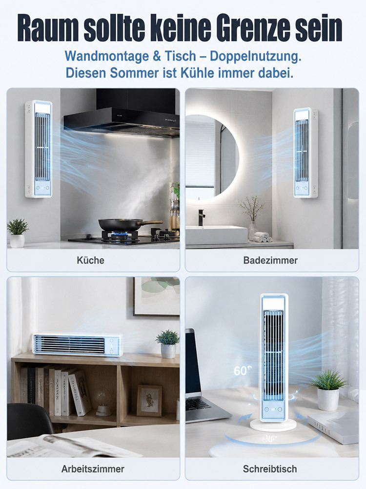 Testsieger 2026 Arktischer Schreibtisch-Turmventilator (Nur 50W / 15dB) + TÜV/GS Geprüfte Sicherheit + Letzte Charge A+ Energieeffizienz!