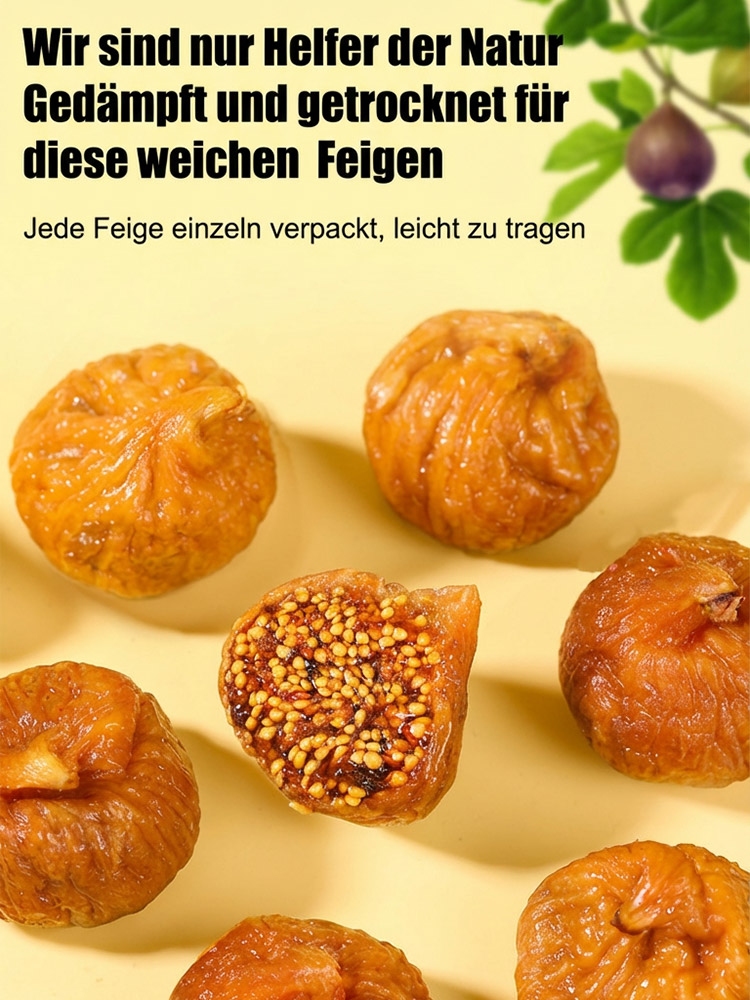 100% Naturbelassene Feigen (Dreimal Gedämpft & Sonnengetrocknet) | 13g Ballaststoffe pro 100g | EU-geprüfte Qualität 🔬