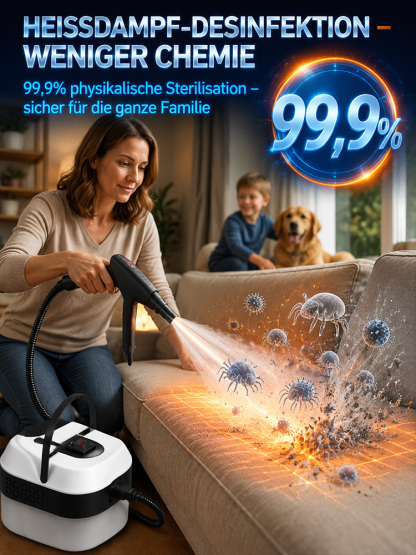 2500W Industrie-Dampfreiniger (3,5 Bar Hochdruck) – 99,9% Chemiefreie Tiefenreinigung (50% Rabatt Komplettset)