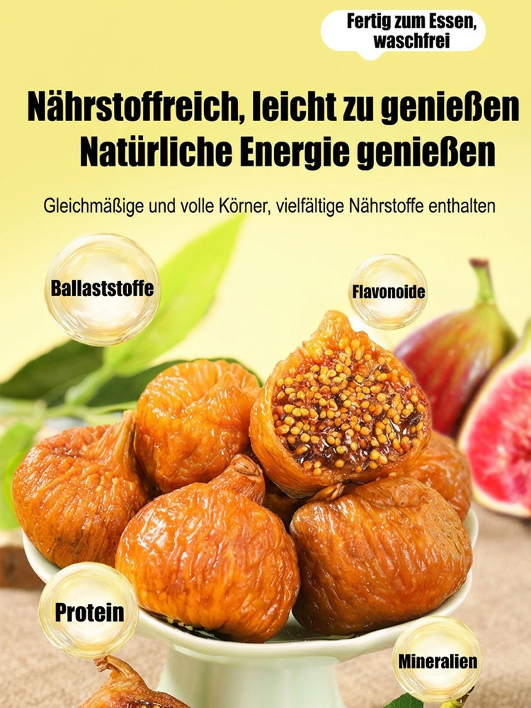 100% Naturbelassene Feigen (Dreimal Gedämpft & Sonnengetrocknet) | 13g Ballaststoffe pro 100g | EU-geprüfte Qualität 🔬