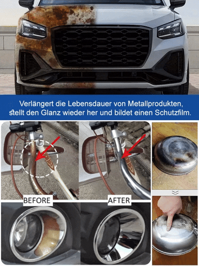 Sprühen & Glänzen ✨【Schnelle Rostentfernung】Starker Stahlrostentferner💎 Entfernt Oxidationsschichten blitzschnell und bringt Metall zurück zu altem Glanz.
