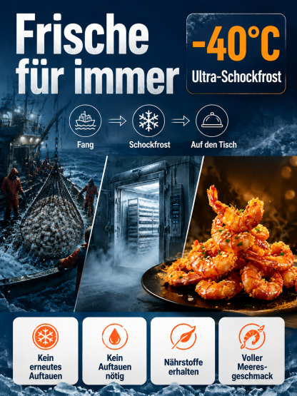 Knusprige Goldene Wildgarnelen – -40°C Schockgefroren mit 19x Mehr Protein als Milch – Exklusiver Vorrats-Lagerverkauf!