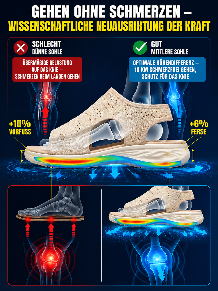 Ergonomische Cloud-Bounce™ Sandalen | 65% Stoßdämpfung & 160g Leichtgewicht | Geprüfte Orthopädische Passform 🔬