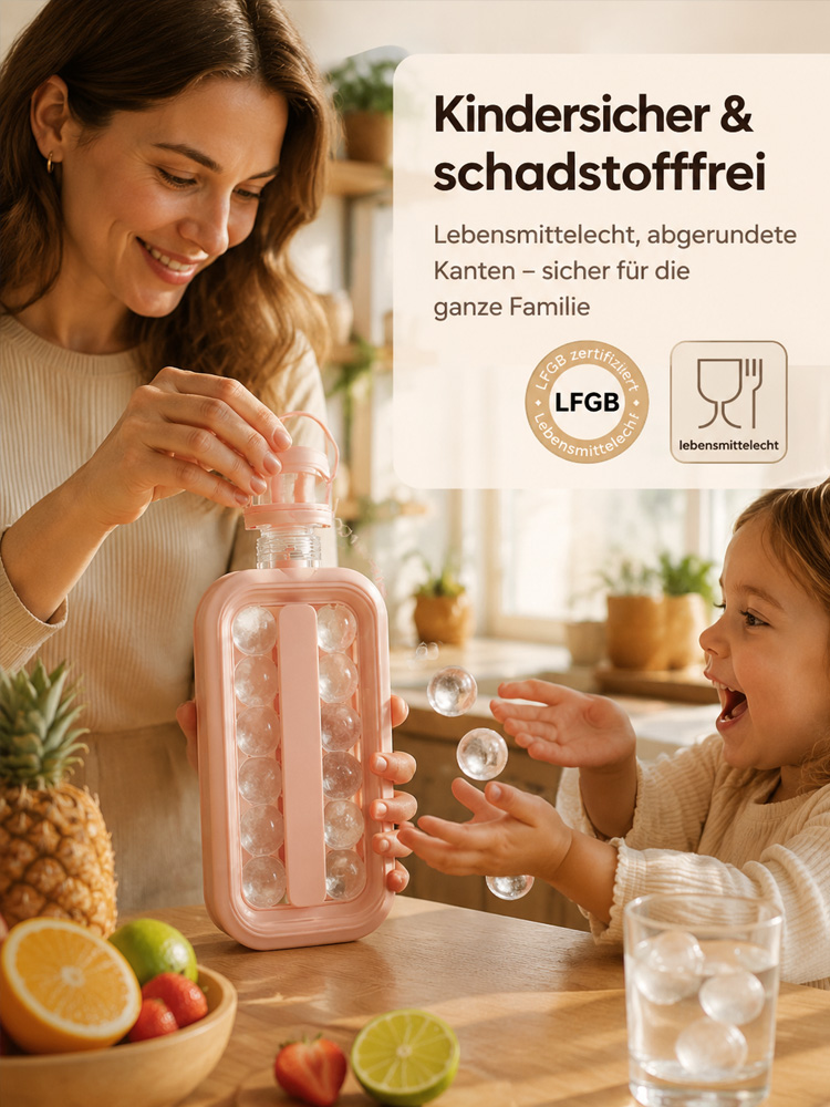 LFGB-zertifizierter tragbarer Eiskugelbereiter (70% mehr Platz im Gefrierfach) + 100% Dichtung gegen Gerüche + Blitzschnelle Sekunden Eis-Kühlung – Letzter Lager-Räumungsverkauf für nachhaltigen Genuss.