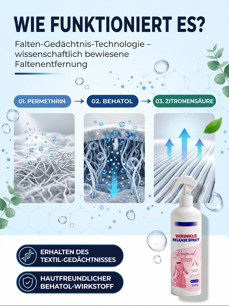 Wissenschaftlich Bewiesenes Faltenfrei-Spray (EU ECHA Zertifiziert) – 5 Minuten Wirkzeit + Streng Limitiertes 50% Rabatt-Angebot!