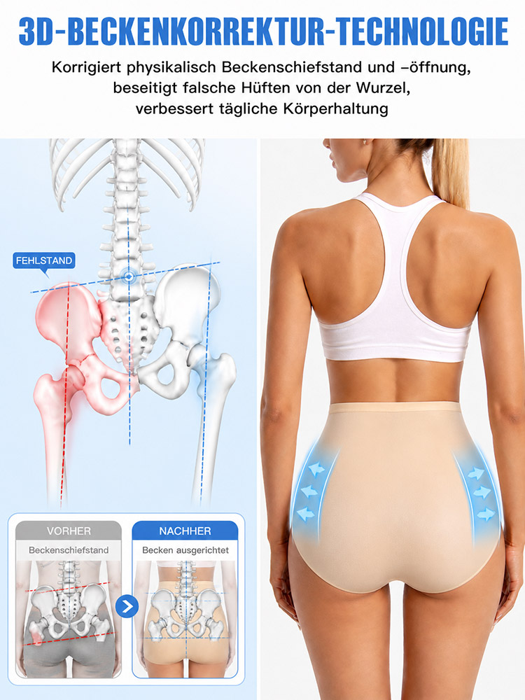 3D-Beckenkorrektur & Mikroskulptur-Miederhose – 99,97% Zink-Ionen Schutz [High-Tech Elastikgewebe]