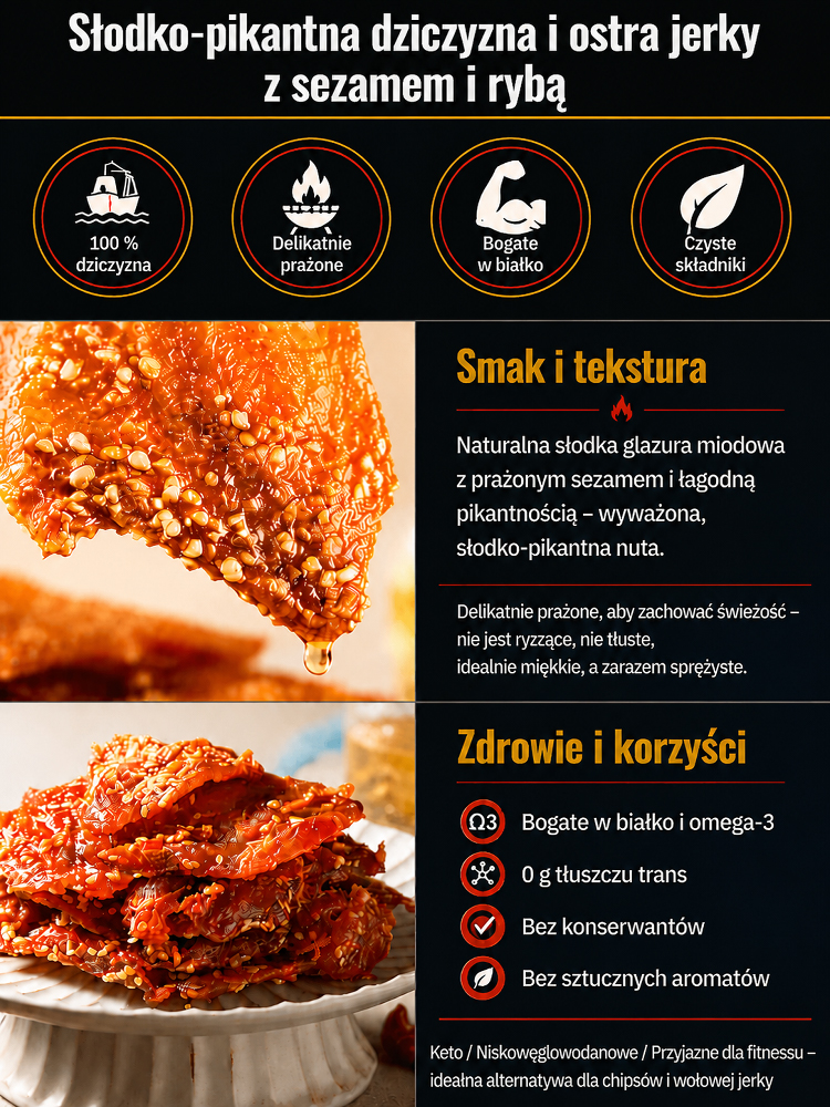 🐟 Słodko-Pikantna Rybka z Sezamem - Twoja Zdrowa Przekąska! 🍯Zaspokój nocny głód bez wyrzutów sumienia! Nasza pieczona rybka to idealne połączenie chrupkości, miodu i sezamu.