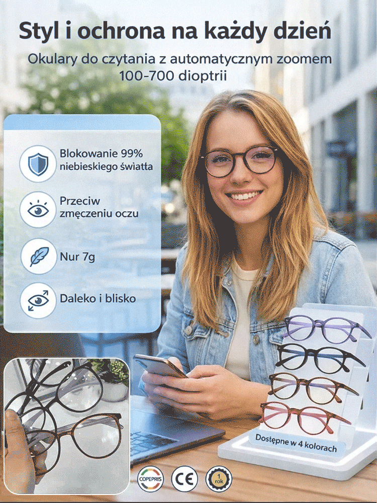 【Wyprzedaż prosto z magazynu! 👓✨】Najnowsza technologia 2026 roku! Inteligentne okulary do czytania z automatyczną regulacją ostrości