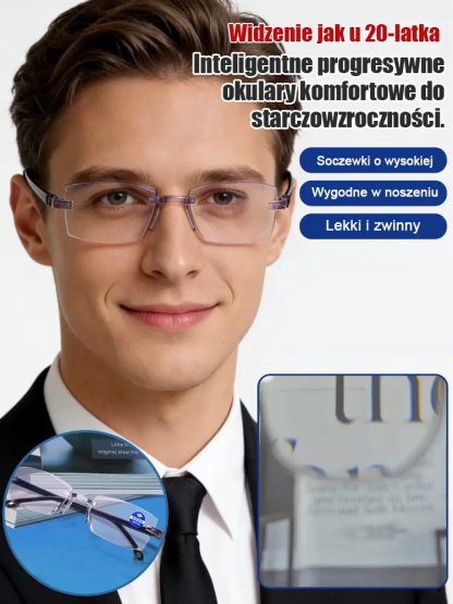 Koniec z wieloma parami okularów! 👓 Niemiecka technologia automatycznego ostrzenia dostosuje się do Twojego wzroku w sekundę. ✨ Widzisz wyraźnie z bliska i z daleka. 🪶 Ultralekkie, niezniszczalne i chronią przed niebieskim światłem. 