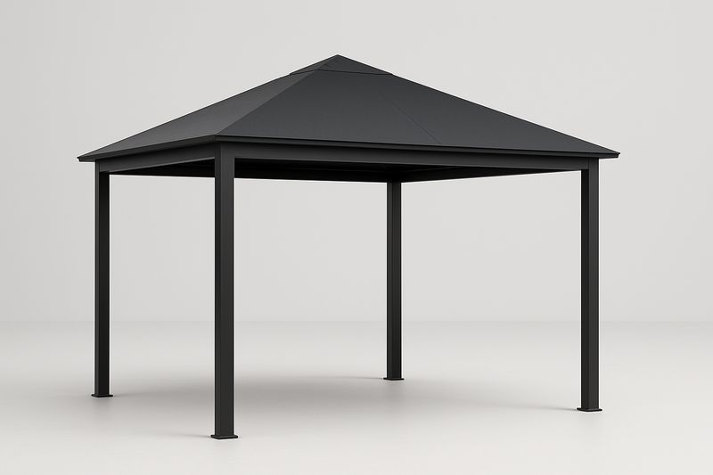 Gazebo da Giardino 300x300 cm con Struttura in Alluminio e Tetto in Acciaio Verniciato Nero-Bellevivian