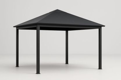 Gazebo da Giardino 300x300 cm con Struttura in Alluminio e Tetto in Acciaio Verniciato Nero-Bellevivian