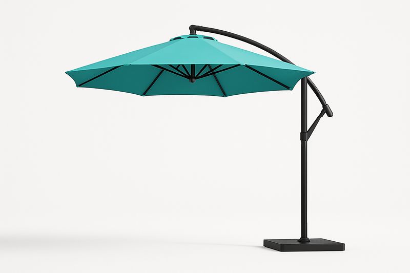 Ombrellone da Giardino in Acciaio Verniciato a Polvere con Tessuto in Poliestere Turchese-Bellevivian