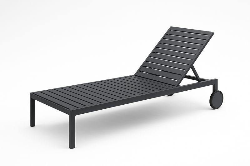Lettino Prendisole in Alluminio Regolabile con Ruote Nero-Bellevivian