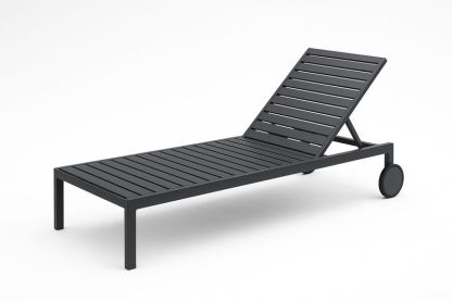 Lettino Prendisole in Alluminio Regolabile con Ruote Nero-Bellevivian