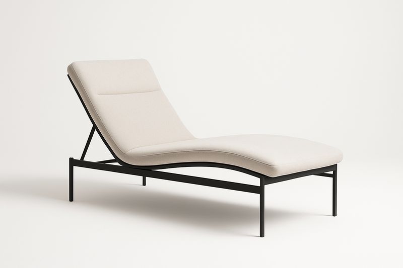 Lettino Prendisole Chaise Longue Acciaio Tessuto Beige-Bellevivian