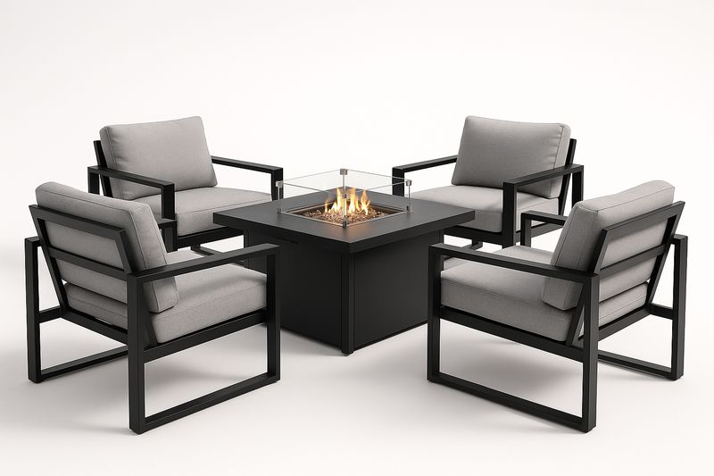 Set di Sedie da Giardino con Tavolo Caminetto e Cuscini-Bellevivian