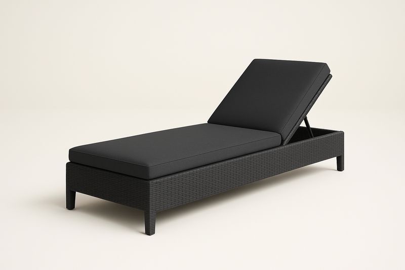 Chaise longue regolabile in rattan sintetico nero-Bellevivian