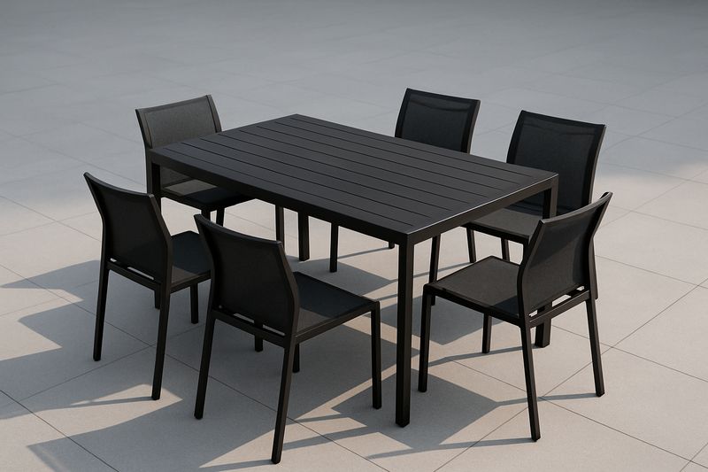 Set tavolo e sedie da esterno in alluminio nero-Bellevivian