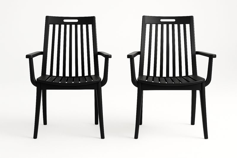 Set di 2 poltrone da giardino con braccioli in polipropilene nero-Bellevivian