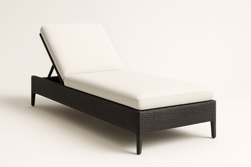 Lettino prendisole rattan sintetico regolabile Nero/Bianco-Bellevivian