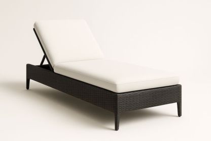 Lettino prendisole rattan sintetico regolabile Nero/Bianco-Bellevivian