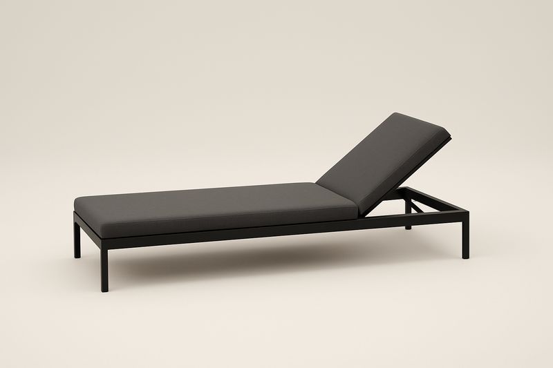 Lettino prendisole regolabile nero, struttura in alluminio, tessuto in poliestere, 200x70x35 cm-Bellevivian