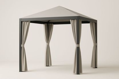 Gazebo da Giardino 300x300x250 cm con Struttura in Alluminio Grigio-Bellevivian
