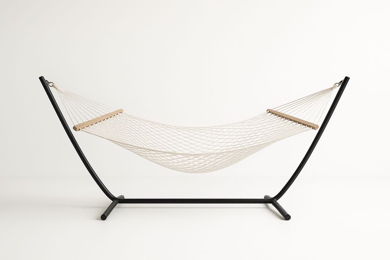 Amaca con Struttura in Acciaio Nero e Rete di Cotone Crema-Bellevivian