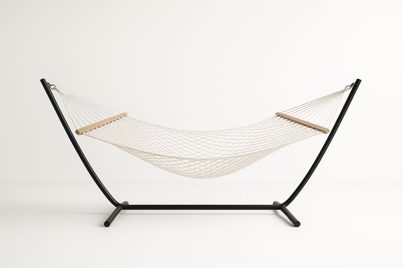 Amaca con Struttura in Acciaio Nero e Rete di Cotone Crema-Bellevivian