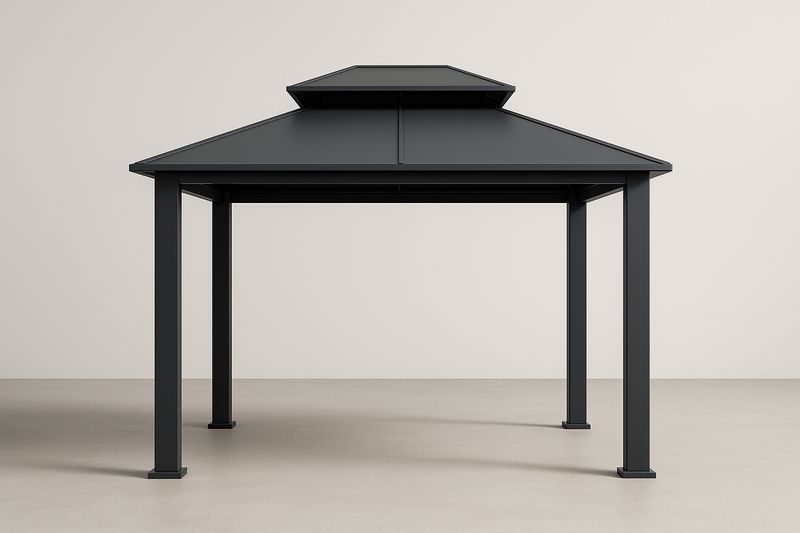 Gazebo da Esterno in Alluminio e Acciaio Nero 400x300x270 cm-Bellevivian