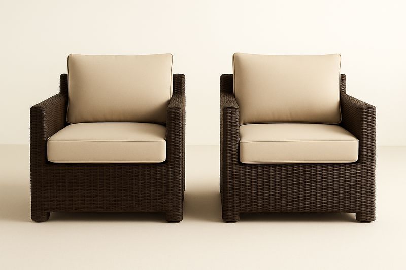 Set di 2 poltrone singole da giardino in rattan marrone con cuscini beige-Bellevivian