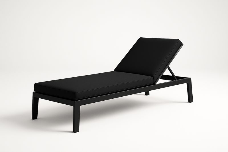 Lettino prendisole in alluminio nero con cuscino regolabile-Bellevivian