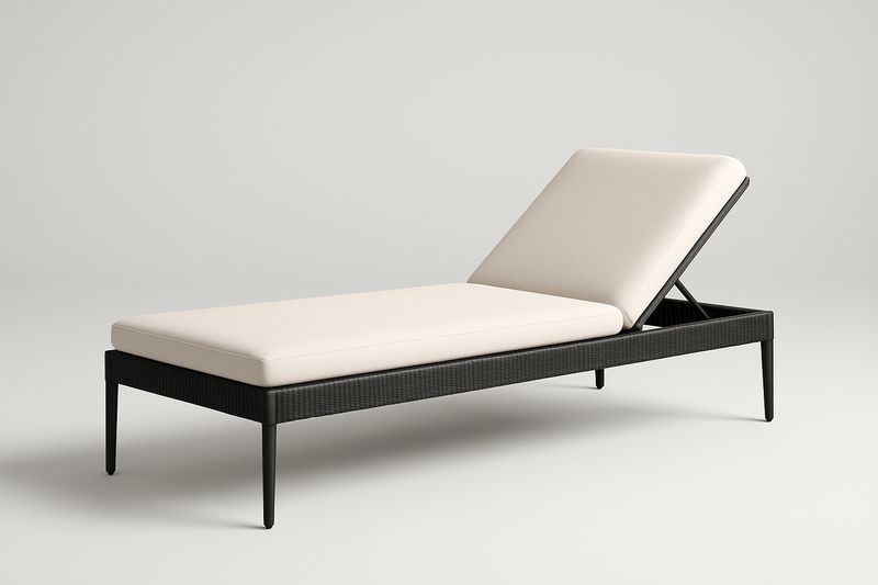 Lettino prendisole nero in metallo e tessuto 200x75x32 cm-Bellevivian