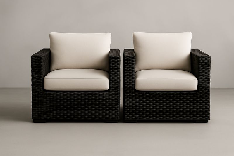 Set di 2 poltrone singole in rattan con cuscini bianchi-Bellevivian