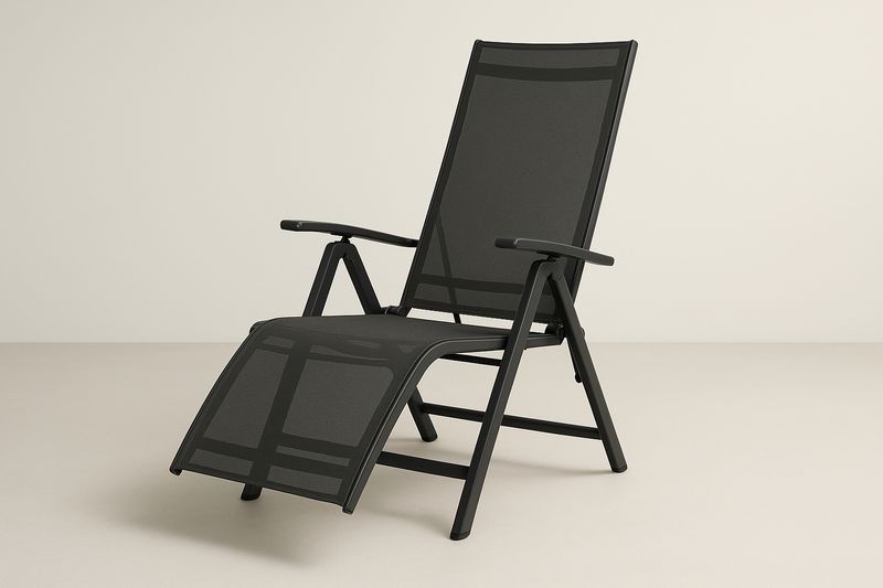 Sedia Reclinabile da Giardino in Acciaio e Tessuto Traspirante Nero-Bellevivian
