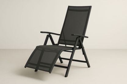 Sedia Reclinabile da Giardino in Acciaio e Tessuto Traspirante Nero-Bellevivian