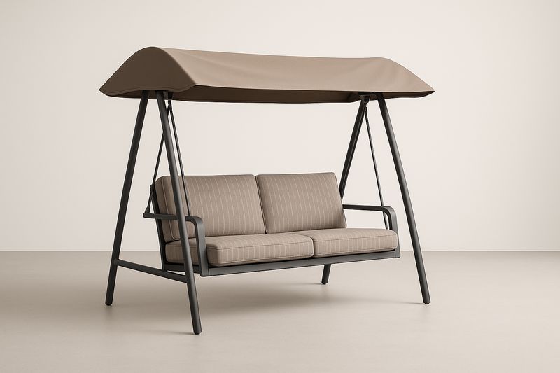 Dondolo da giardino con tessuto beige-Bellevivian