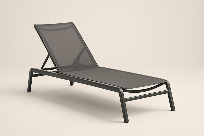 Lettino prendisole reclinabile in alluminio e textilene nero-Bellevivian